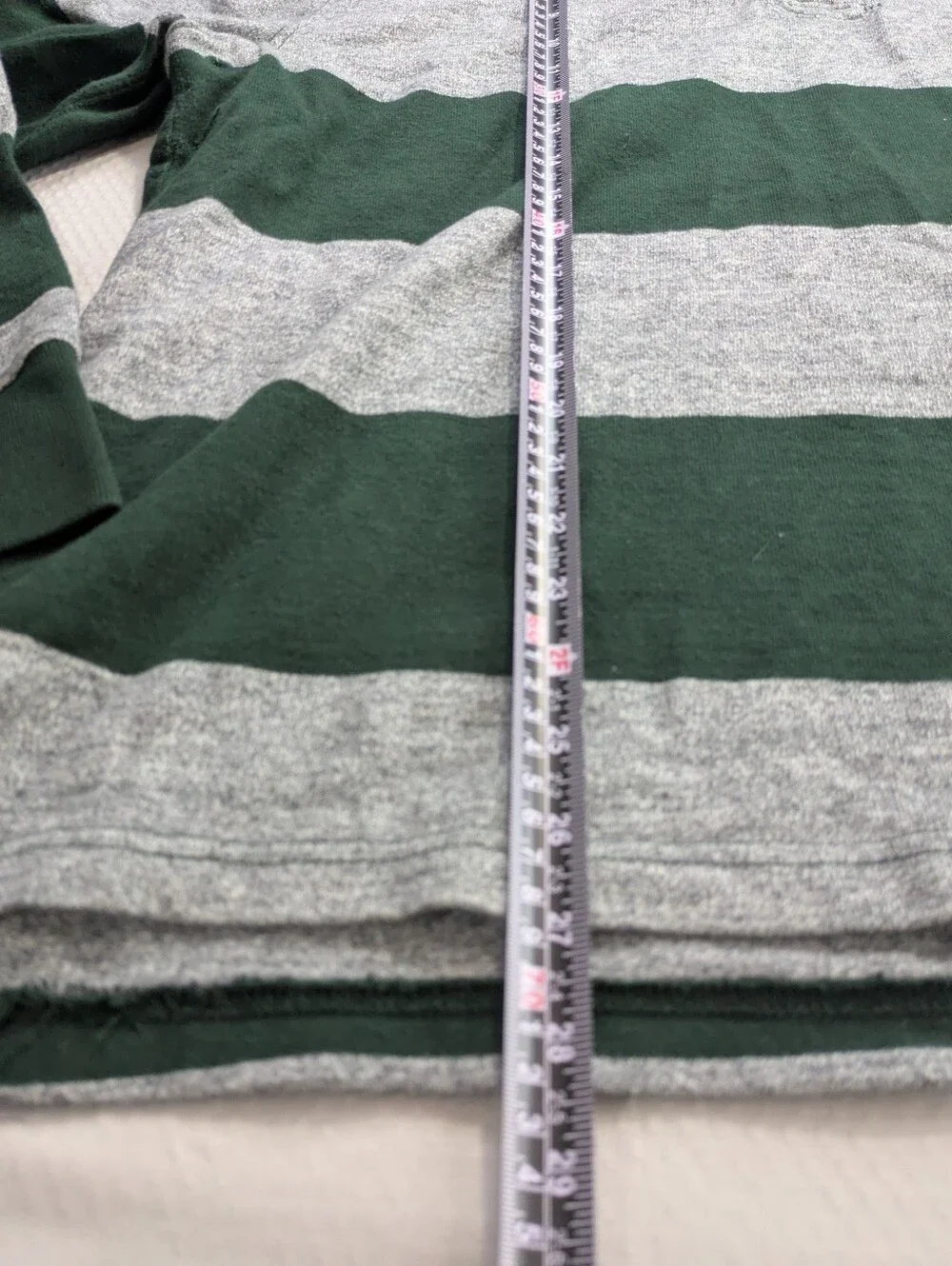 Vintage J Crew Polo Shirt Mens XL Green Striped Rugby Long Sleeve Oarsman Retro